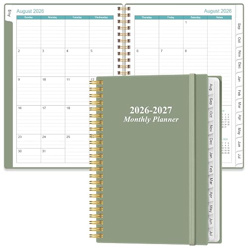 2026-2027 Monthly Planner - August 2026 - December 2027, Two Pages Per Month, 17 Monthly Calendar/Planner with Tabs, Inner Pocket, 6.4" x 8.5", Cyan
