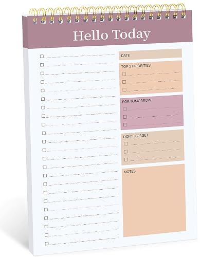 Taja To Do List Notepad, Undated Daily Planner for Work and Goal Setting | Purple, 52 Sheets, 9.8" x 6.5" , for Office, Home and school, Daily Task Planning, Notes and Everyday Organization