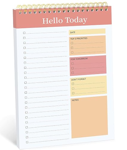 Taja To Do List Notepad, Undated Daily Planner for Work and Goal Setting | Pink, 52 Sheets, 9.8" x 6.5" , for Office, Home and school, Daily Task Planning, Notes and Everyday Organization