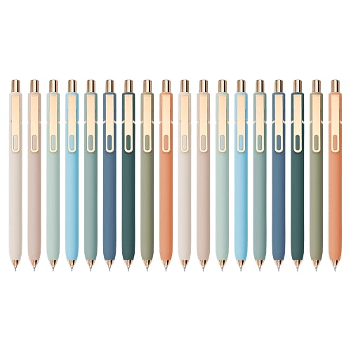Linbsunne Gel Pens Black Ink for Office 0.5mm Fine Point Pen, 18 pcs | Smooth Writing Retractable Cute Pens with Metal Gold Clip Quick Dry School Supplies for Teachers