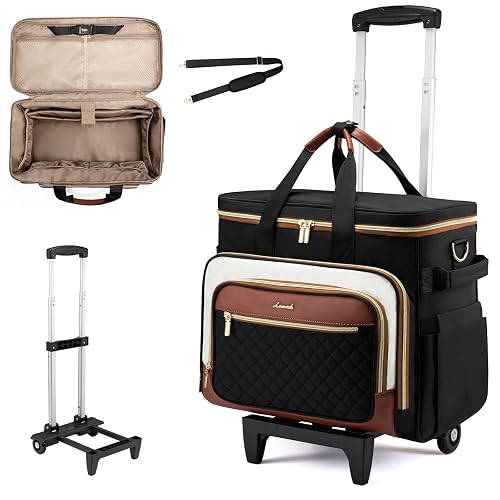 LOVEVOOK Rolling Teacher Bag, Laptop Tote with Detachable Dolly | Fits 17.3 Inch Laptop, Detachable Dolly, Large Rolling Tote Bag for Teacher Office Work Nurse, Adjustable Handle