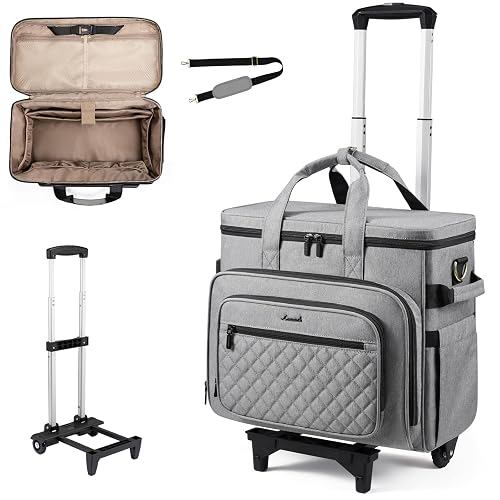 LOVEVOOK Rolling Teacher Bag, Laptop Tote with Detachable Dolly | Fits 17.3 Inch Laptop, Detachable Dolly, Large Rolling Tote Bag for Teacher Office Work Nurse, Adjustable Handle