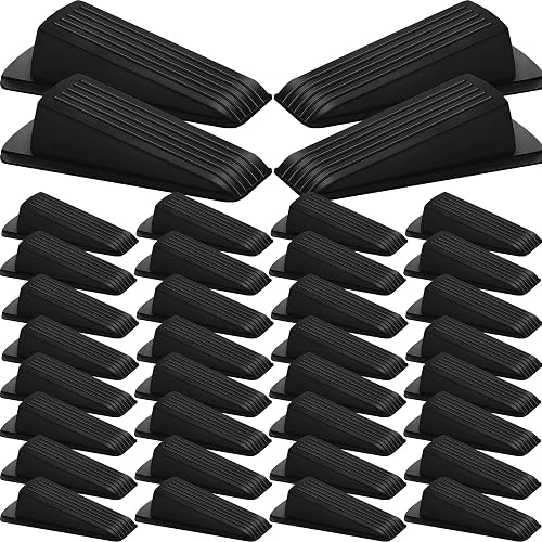 Beieverluck 36 Pack Door Stoppers for Bottom of Door Rubber Door Stop Wedge Sturdy Stackable Door Stops for Floor Wall Carpet Heavy Duty Door, Black