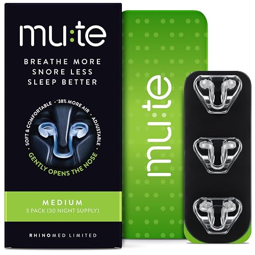 Rhinomed Mute Nasal Dilators for Sleep, Snoring Solution, Medium, 3 Pack | 75% Snore Less, Nasal Strip Alternative, Internal Nasal Dilator, Anti Snoring Device, 38% More Air, Drug-Free, Medical-Grade