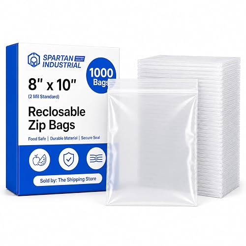 8” X 10” (1000 Count) Quart Clear Reclosable Zip Plastic Poly Bags | with Resealable Lock Seal Zipper - 2 Mil - Spartan Industrial