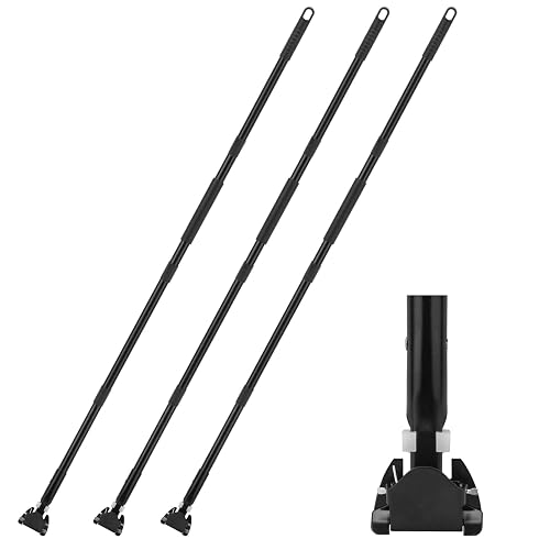 KeFanta 59 Inch Clip on Dust Mop Handle, Heavy Duty Metal Stick,3 Pack | Commercial Dust Mop Frame Handle Replacement,for Floor Cleaning