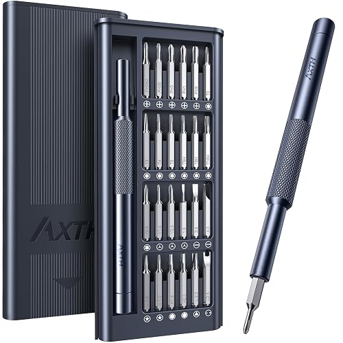 AXTH 25-in-1 Small Precision Screwdriver Set, Professional Mini Repair Tool | [Bearing Steel] Magnetic Screw Driver Kit for Phone, Computer, Watch, Laptop, Macbook, Ring Doorbell, Eyeglass, Electronic