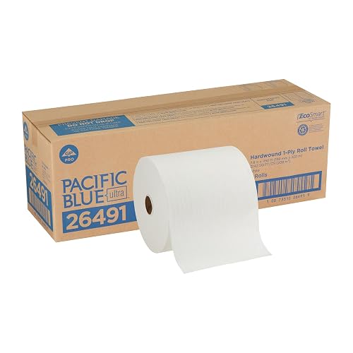 Georgia-Pacific, Pacific Blue Ultra 8'' High-Capacity Paper Towel Rolls, White, 26491, 1,150 Linear Feet Per Roll, 3 Rolls Per Case