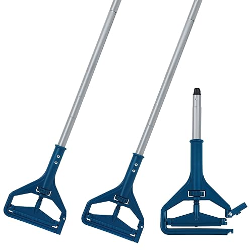 KalTell 2PK Commercial Quick-Change Iron Mop Handle, Heavy Duty Mop Head Replacement Holder for Wet Mop Floor Cleanig, Janitor Supplies