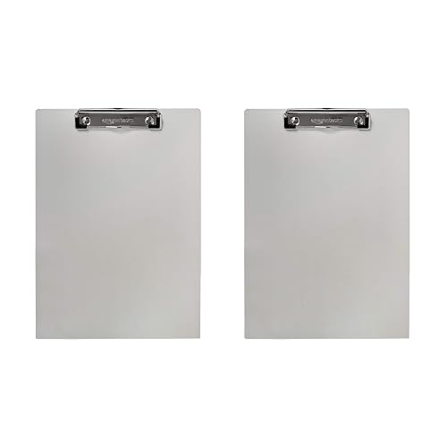 Amazon Basics Aluminum Clipboard, Letter Size, Office Supplies, 2-Pack, Silver