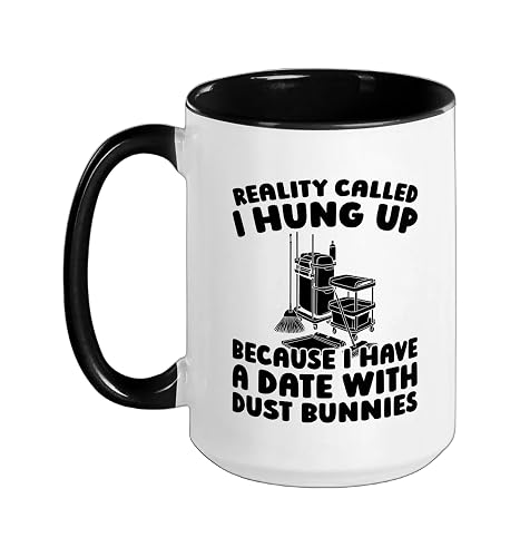 Cleaner Housekeeping Sanitation - Janitorial Cleaner Ceramic Mug, Black/White, 15oz