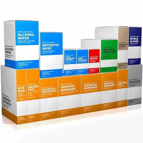 EVERLIT CARE First Aid Kit Refill OSHA-Compliant 50-Person | Individually Packaged Supplies, Comprehensive First Aid Restock, Medicine Refills, For Office, Industrial & Home Use