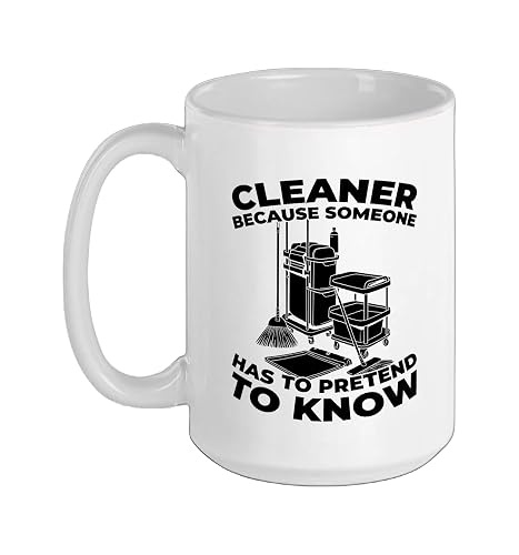 Cleaner Sanitation Janitorial - Housekeeping Cleaner Ceramic Mug, White, 15oz