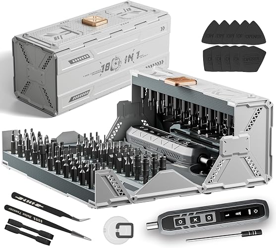ZNikoyidy Electric Screwdriver Set, 181 in 1 Cordless Screwdriver | 162 Magnetic Bits, 3 Torque Settings, Power Screwdriver for PC, Phone, Laptop, 3D Printer, RC Cars, Drone, Electronics