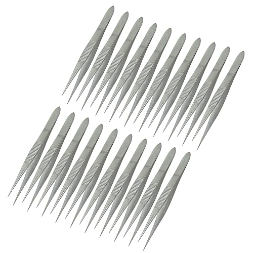 AAProTools Set Of 50 Science Lab Tweezers Forceps Straight Splinter Forceps (50 Fine Point 3.5")