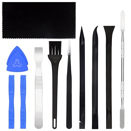 STREBITO Spudger Pry Tool Kit 12 Piece Opening Tools, Metal Spudger Tool | Cleaning Cloth, Prying Cleaning & Open Tool for iPhone, Laptop, iPad, Cell Phone, MacBook, Tablet, Computer, PS4, Electronics