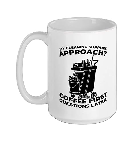 Cleaner Sanitation Janitorial - Housekeeping Cleaner Ceramic Mug, White, 15oz