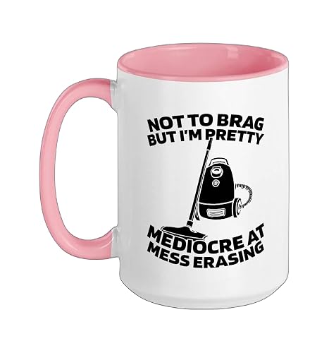 Cleaner Housekeeping - Janitorial Sanitation Cleaner Ceramic Mug, Pink/White, 15oz