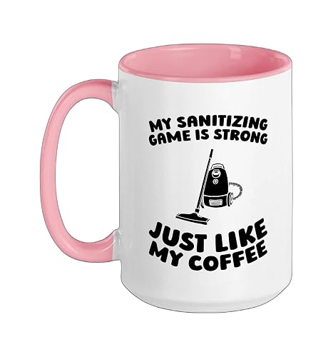 Cleaner Housekeeping - Janitorial Sanitation Cleaner Ceramic Mug, Pink/White, 15oz