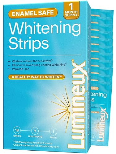 Lumineux Teeth Whitening Strips 9 Treatments – Peroxide Free - Enamel Safe for Whiter Teeth - Whitening Without The Sensitivity - Dentist Formulated and Certified Non-Toxic - Sensitivity Free