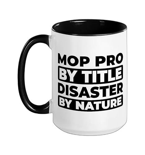 Cleaner - Sanitation Janitorial Housekeeping Cleaner Ceramic Mug, Black/White, 15oz
