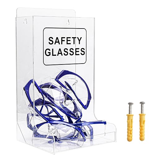 CHENNTAI Acrylic Safety Glasses Dispenser，Clear Wall-Mount or Stand Organizer for Industrial Dental & Lab Use Holds Disposable Goggles & PPE Gloves