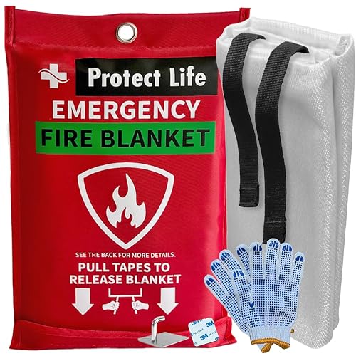 Protect Life Saving Emergency Fire Blankets 1 Pack - 40"x40", Fire Blanket | Home & Kitchen - Fire Suppression or Retardant Tarp - Fire Safety Kit for Car or Camping