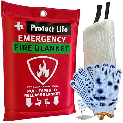 Protect Life Saving Emergency Fire Blankets 1 Pack - 40"x40", Fire Blanket | Home & Kitchen - Fire Suppression or Retardant Tarp - Fire Safety Kit for Car or Camping
