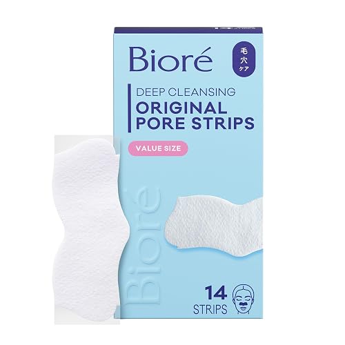 Bioré Original Blackhead Remover Strips, Deep Cleansing Nose Strips With Instant Pore Unclogging, Features C-Bond Technology, Oil-Free, Non-Comedogenic Use, 14 Count | Pore-Unclogging Nose Strips, C-Bond Technology, Oil-Free, Non-Comedogenic, Deep Cleansing Skincare, 14 Strips