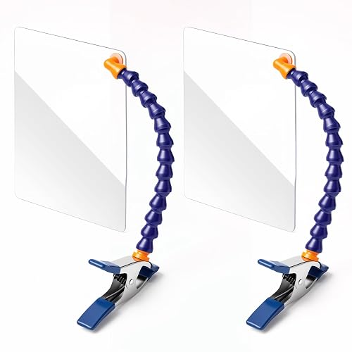 Copkim 2 Pcs Gooseneck Safety Shield Clamp on, 8.5"x12", 14" Adjustable Arm | Polycarbonate Splash Shield, Safety Shields with Gooseneck, Chip Coolant Hose Accessory for Welding Industrial Lab Counter
