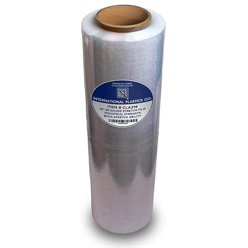 International Plastics Co. 18" Stretch Film/Wrap 1500 feet 80 Gauge, 1 Pack | 7 Layers Industrial Strength up to 800% Stretch 20 Microns Clear Durable Adhering Packing Moving Heavy Duty Shrink Film