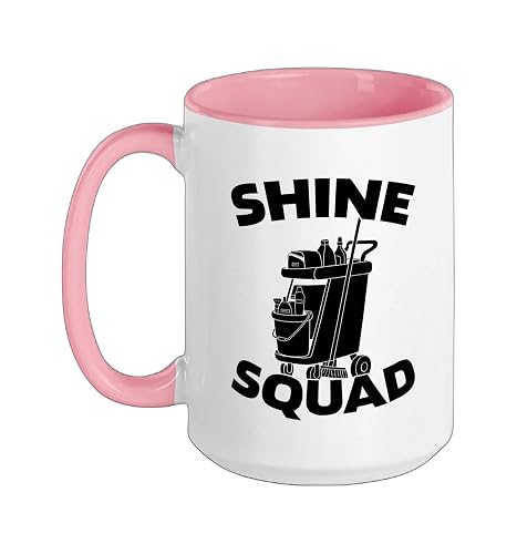 Cleaner Squad - Housekeeping Sanitation Janitorial Cleaner Ceramic Mug, Pink/White, 15oz