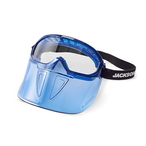 Jackson Safety GPL500 Clear Safety Goggles with Face Shield - ANSI Z87.1 | Anti-Fog Goggles with Detachable Flip-Up Face Shield, Fits Over Glasses, For Construction, Industrial, Washing, Woodworking