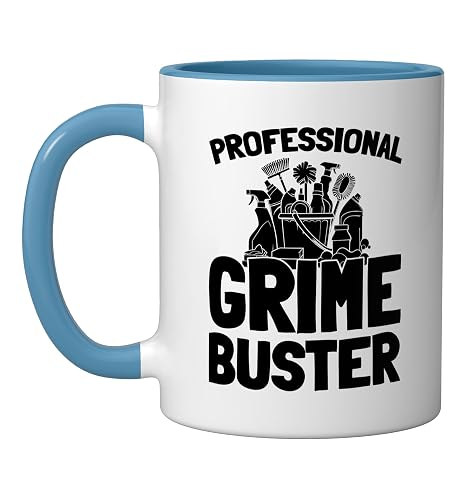 Cleaner Housekeeping - Sanitation Janitorial Cleaner Ceramic Mug, Blue/White
