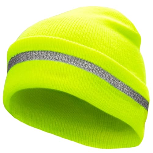 JORESTECH Safety Beanie Unisex Knit Cap Black with Reflective Stripe or Reflective Stitching High Visibility