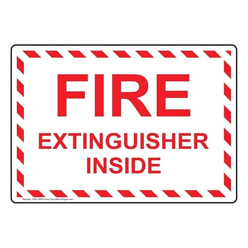 ComplianceSigns.com Fire Extinguisher Inside Sign, 7x5 inch Plastic for Fire Safety/Equipment
