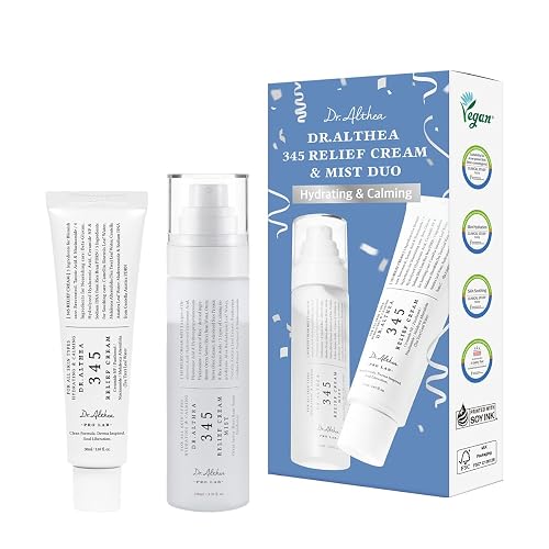 Dr.Althea 345 Relief Cream & Mist Duo, Korean Vegan Skin Care Set | Soothing Recovery & Moisture for Sensitive Skin, Daily Post-Acne Moisturizer, Versatile Hydration Mist Spray