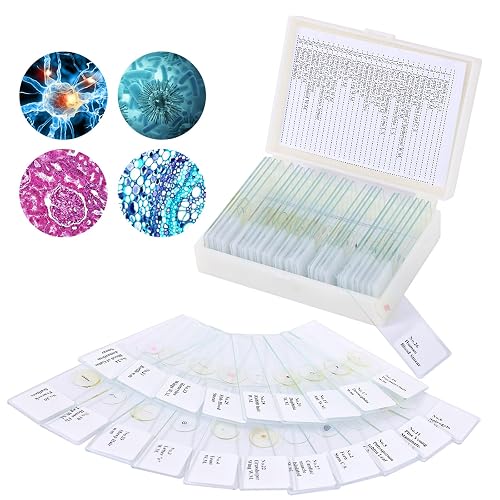OOZSTAR 30 Microscope Slides with specimens, Plants, Insects, Animal Cell Samples for use in Biological Science Labs for Children, Students and homeschools