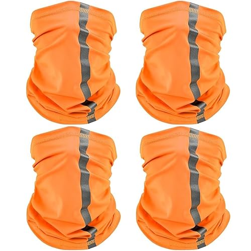 SATINIOR 4 Pcs Neck Gaiter Face Mask for Men | Reflective Face Cover Scarf Summer UV Sun Protection Balaclava Bandana for Work