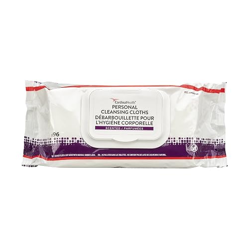 Cardinal Health Personal Cleansing Wipes, Fragrance Free, 9x13 Inch Adult Washcloths, Non-Flushable Disposable Bathing Wipes, Soft & Pre-Moistened, 96 Count (1 case of 6 Packs- Total of 576 eaches)