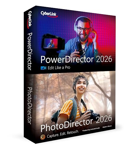 CyberLink PowerDirector & PhotoDirector 2026 | AI Video and Photo Editing Software for Windows | Slideshow Maker, Effects & Creative Design Tools | Box with Download Code
