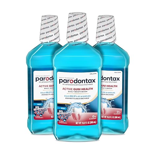 Parodontax Active Gum Health Mouthwash, 3x16.9 Fl Oz | Antiplaque and Antigingivitis Mouthwash, Mint, Kills 99.9 Percent Of Plaque Bacteria, Helps Prevent Bleeding Gums