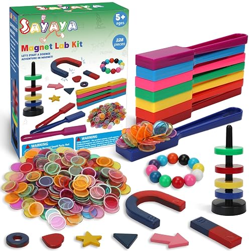 SAYAYA 228 PCS Magnetic Science Kit for Kids - Magnetic Balls, Bingo Wands with Chips, STEM Learning Set Magnet Toys for Classroom, Back to School Supplies, Educational Activities Gift for Boys Girls