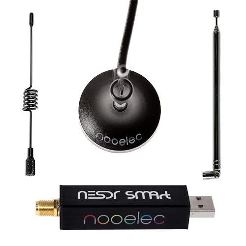 Nooelec RTL-SDR v5 Bundle - NESDR Smart HF/VHF/UHF (100kHz-1.75GHz) Software Defined Radio. Premium RTLSDR w/ 0.5PPM TCXO, SMA Input, Aluminum Enclosure & 3 Antennas. RTL2832U & R820T2-Based Radio