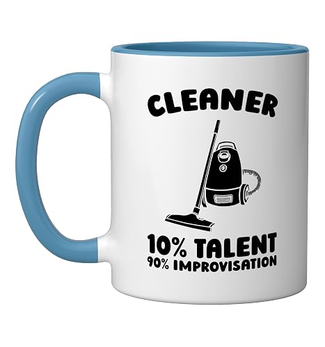 Cleaner Janitorial - Housekeeping Sanitation Cleaner Ceramic Mug, Blue/White