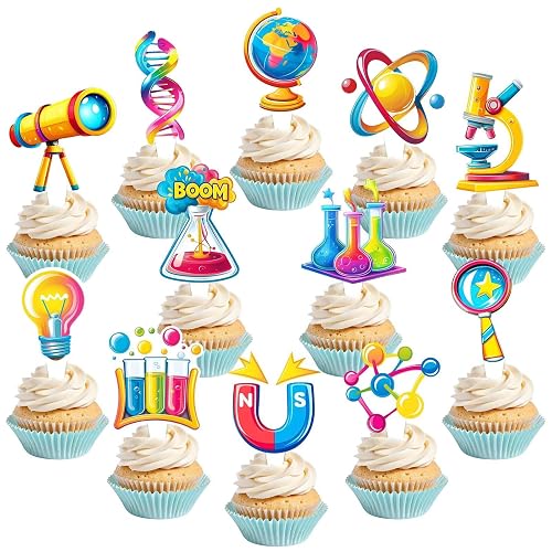 48 Pcs Science Cupcake Toppers Science Party Decorations