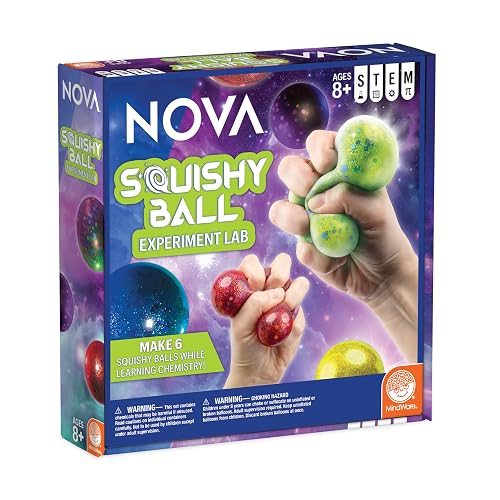 Squishy Ball Making Kit & DIY Stress Ball Science Lab by MindWare | Hands-on experiments kids set up and run themselves. Includes 6 stirring sticks and 6 balloons. Ages 8+.