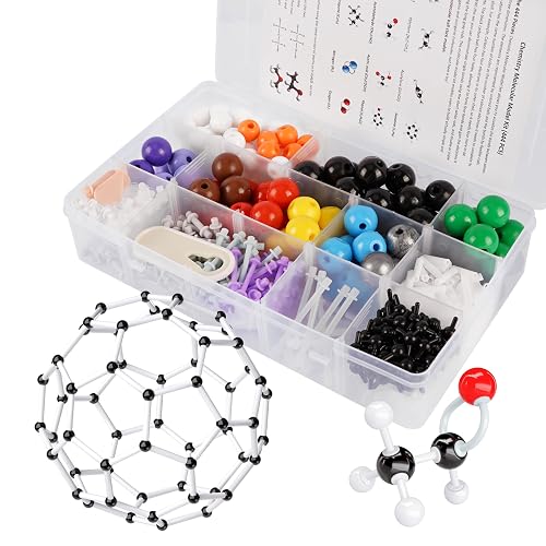 YCHOULEK Molecular Model Kit, 444 Pcs Organic Chemistry Structure Set | Includes with 136 atoms,158 bonds, Build Chemical Structure, C60 Fullerene, Visualize Organic Molecule, High School & College