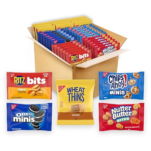 OREO Mini Cookies, Mini CHIPS AHOY! Cookies, RITZ Bits Cheese Crackers, Nutter Butter Bites & Wheat Thins Crackers, Nabisco Cookie & Cracker Variety Pack, 50 Snack Packs