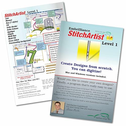 Embrilliance StitchArtist Level 1, Digitizing Embroidery Software for Mac & PC